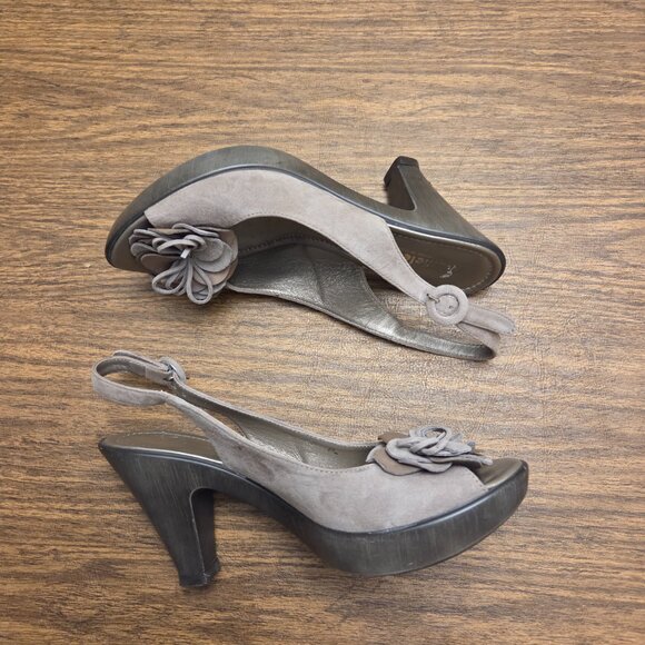 DANIELE TUCCI Women's Brushed Suede Leather Upper Open Toe Slingback Heels 7.5M - Picture 7 of 15